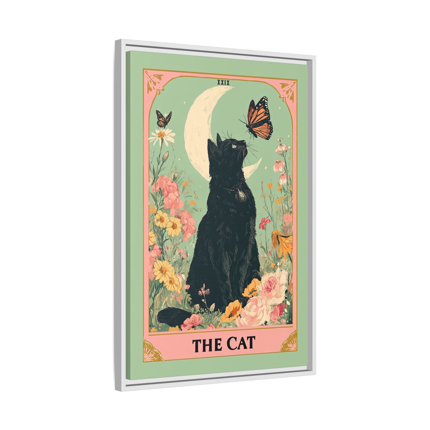 Framed Canvas - Moonlight Familiar Tarot Cat