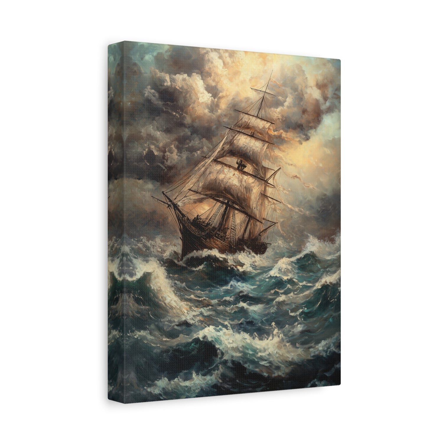 1.25" Matte Canvas - Stormy Voyage Sailing Ship