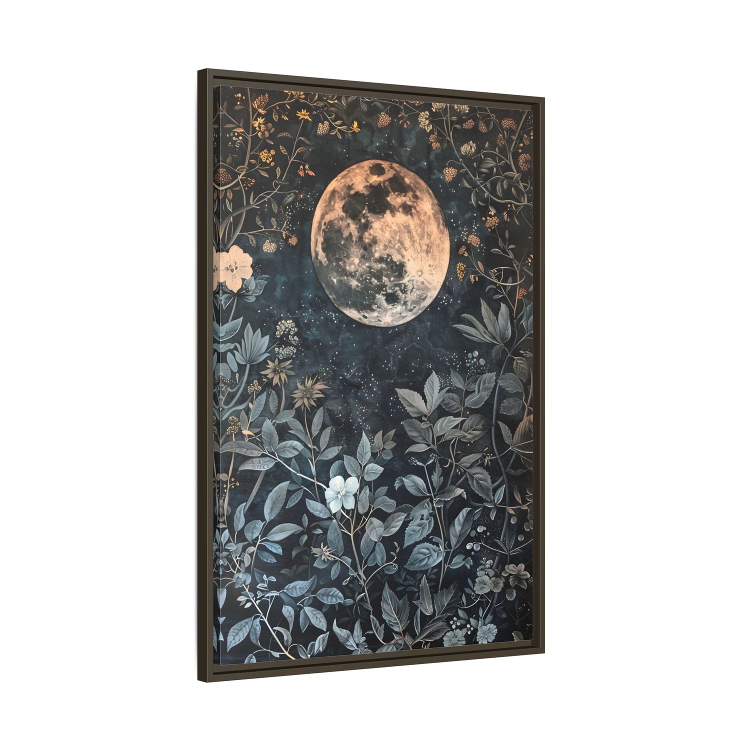 Framed Canvas - Midnight Moonlit Garden