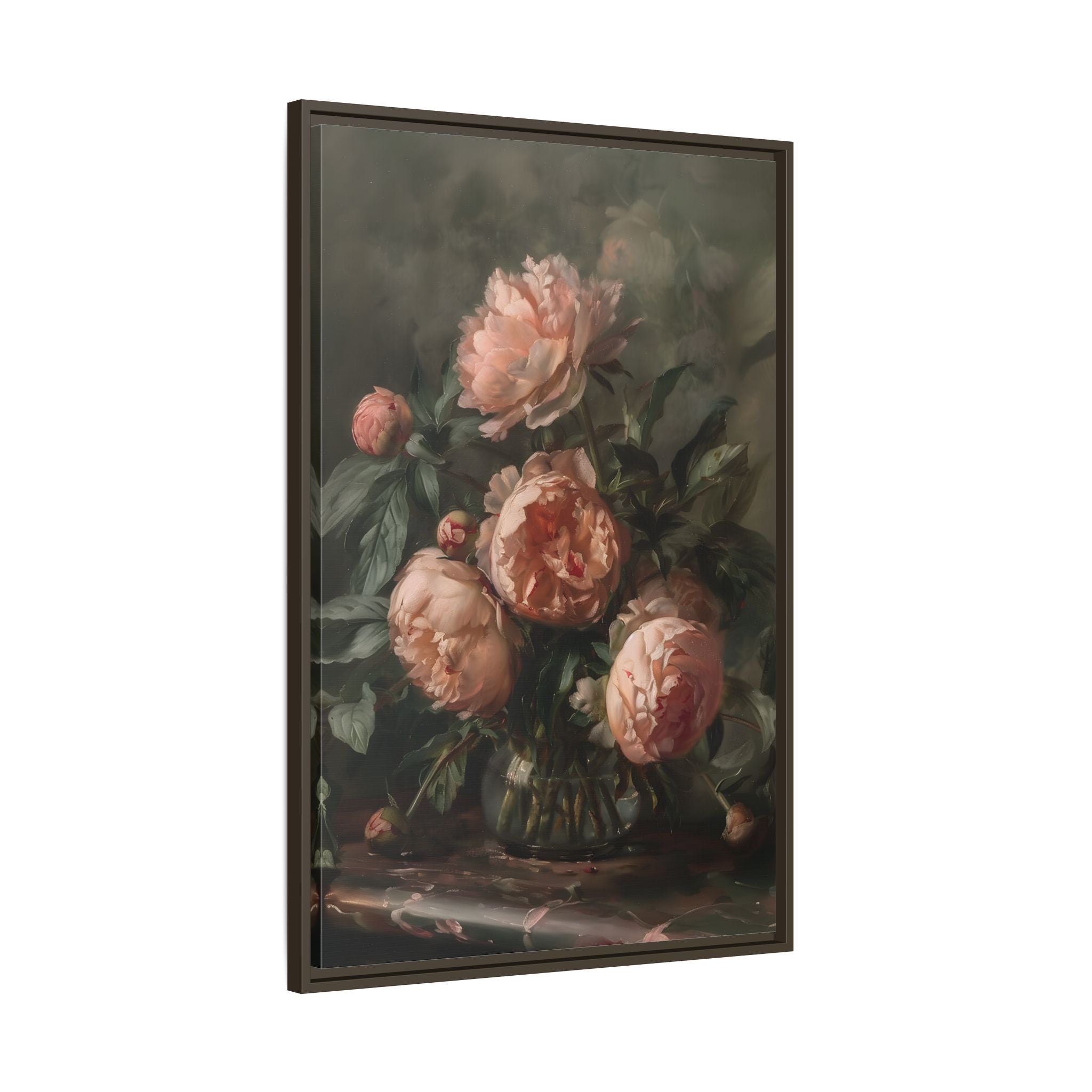 Framed Canvas - Vintage Blush Peony Bouquet