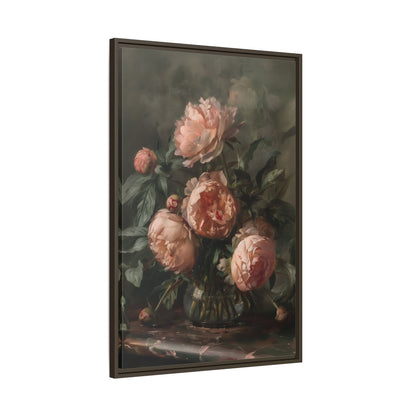 Framed Canvas - Vintage Blush Peony Bouquet
