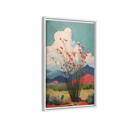 Framed Canvas - Ocotillo Cactus Desert Bloom