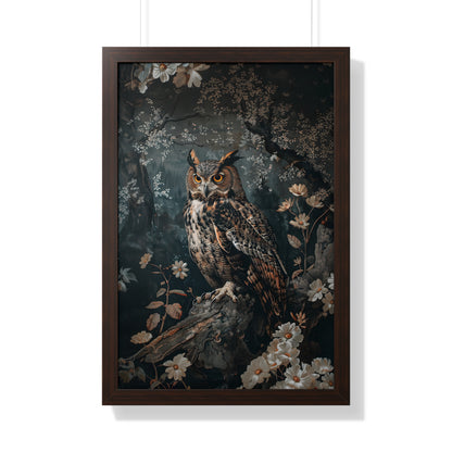 Framed Paper Print - Midnight Watchful Owl