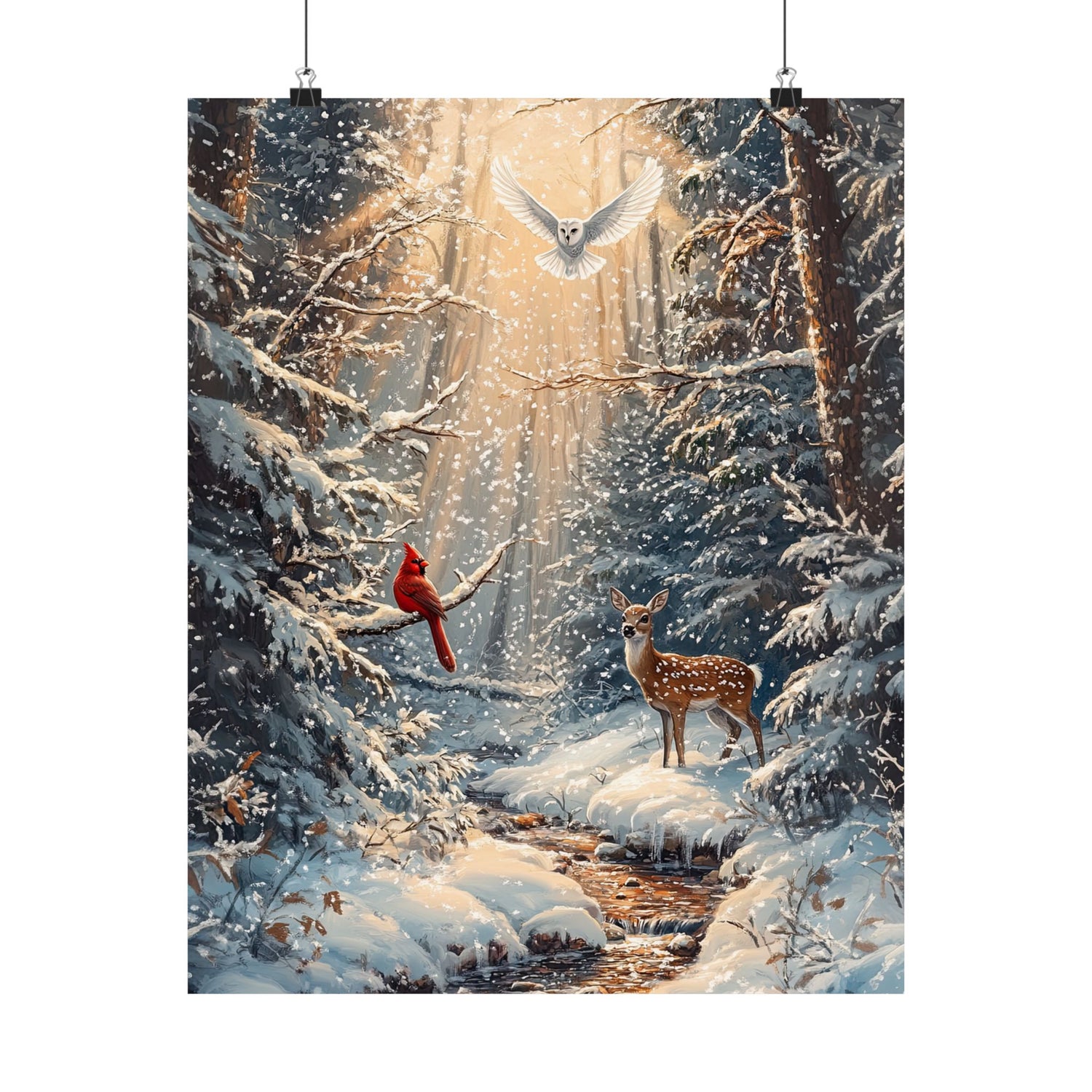 Winter Cardinal Deer Owl
