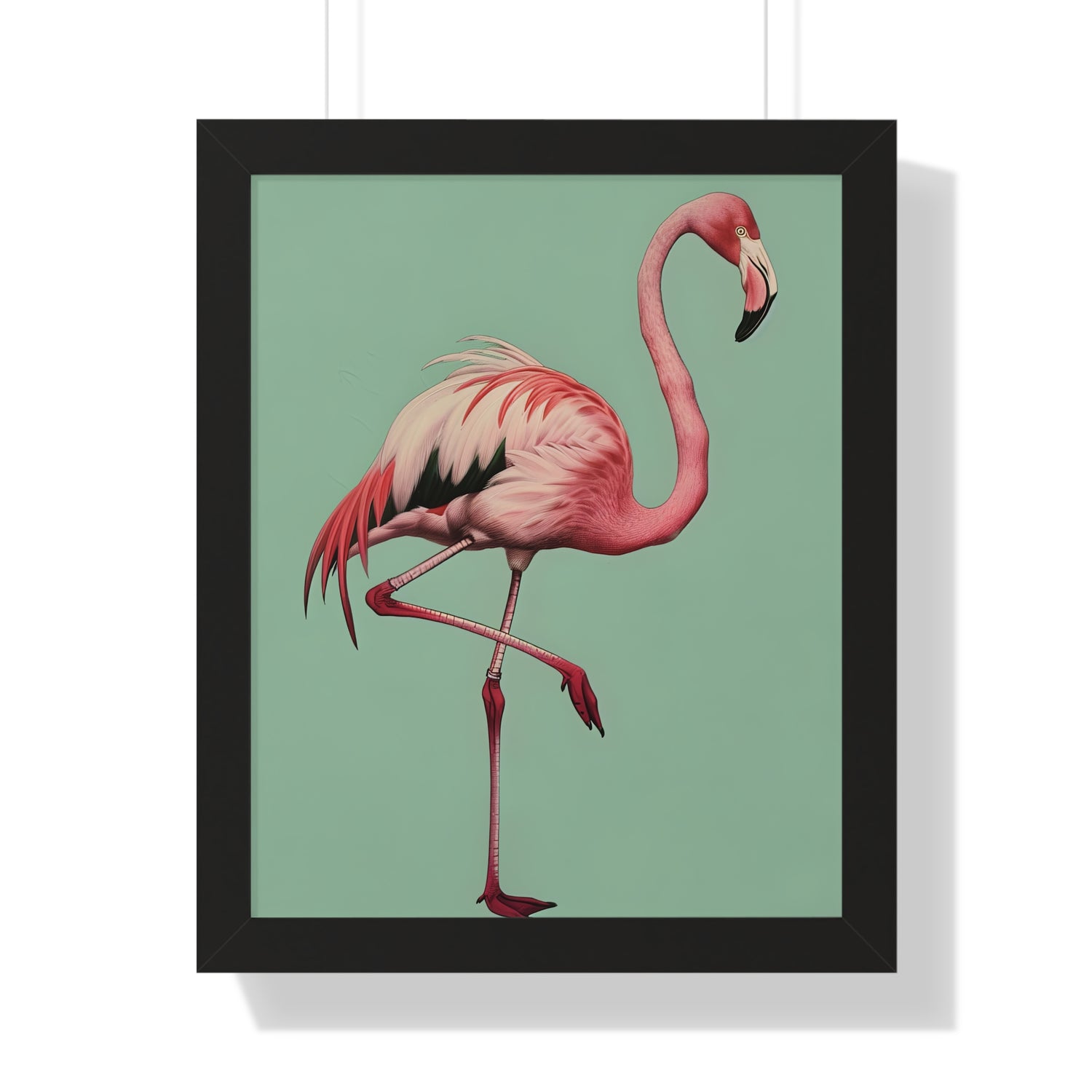 Framed Paper Print - Pink Flamingo Tropical