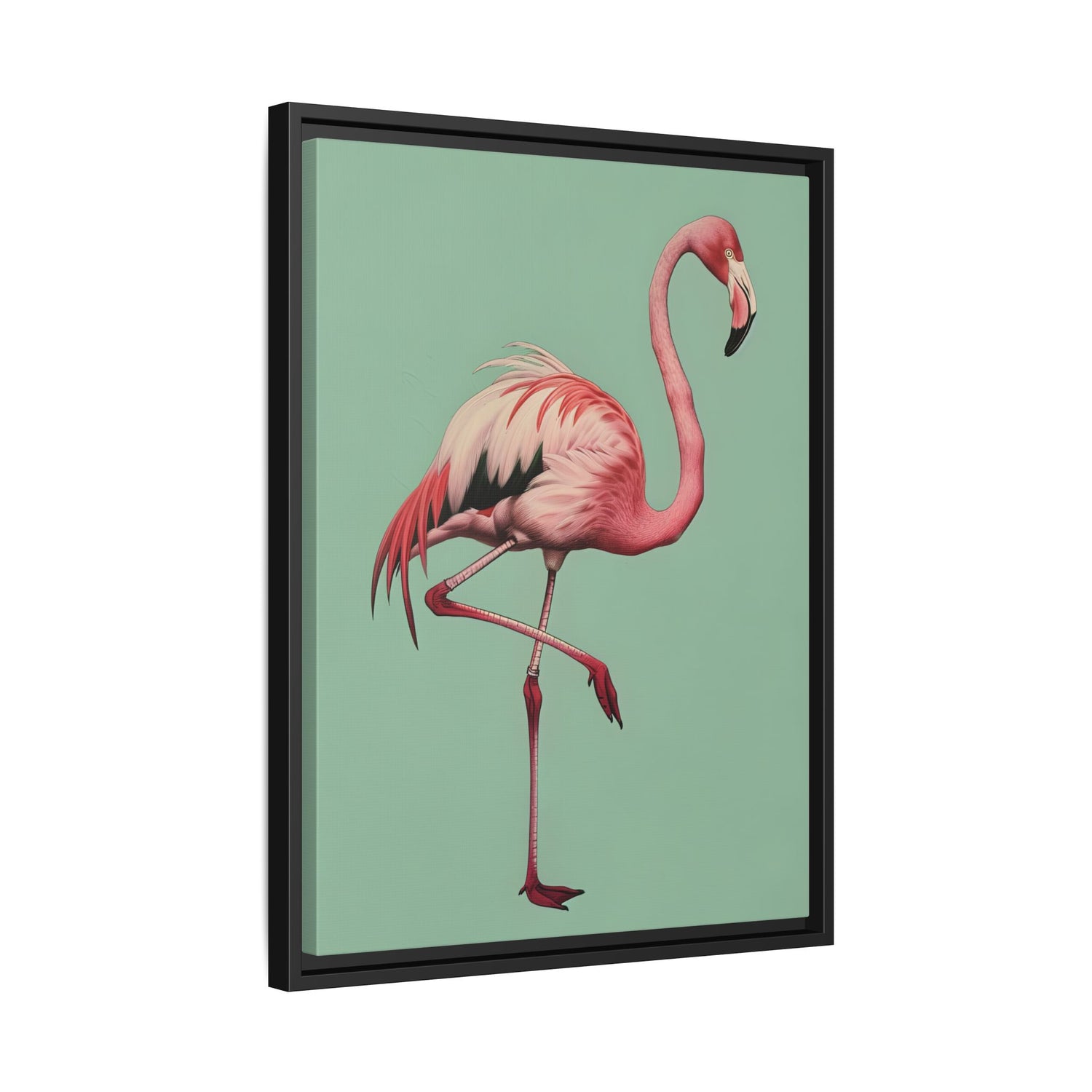 Framed Canvas - Pink Flamingo Tropical