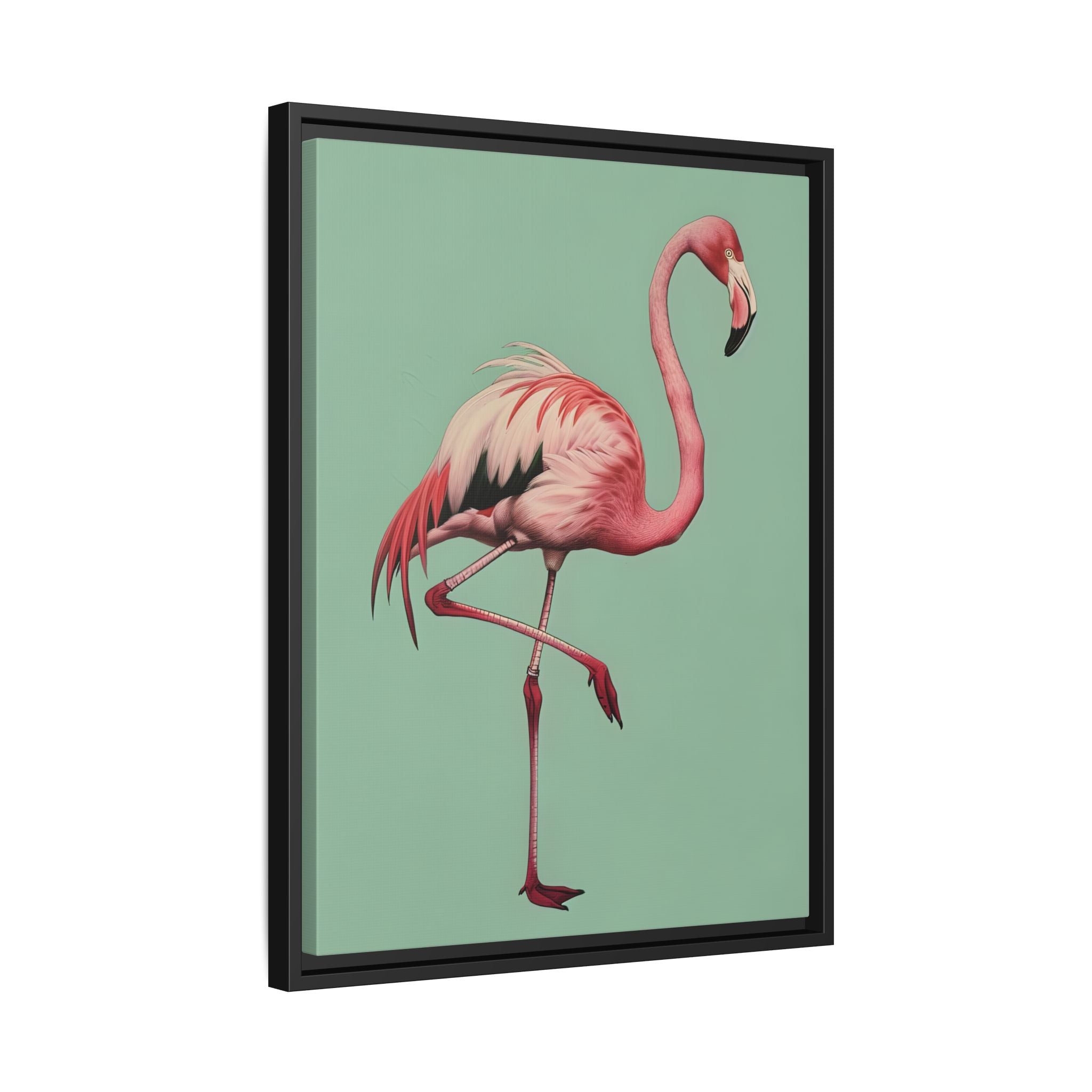 Framed Canvas - Pink Flamingo Tropical