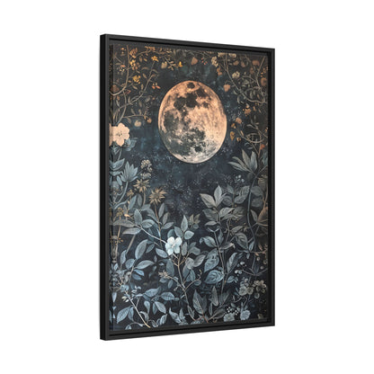 Framed Canvas - Midnight Moonlit Garden