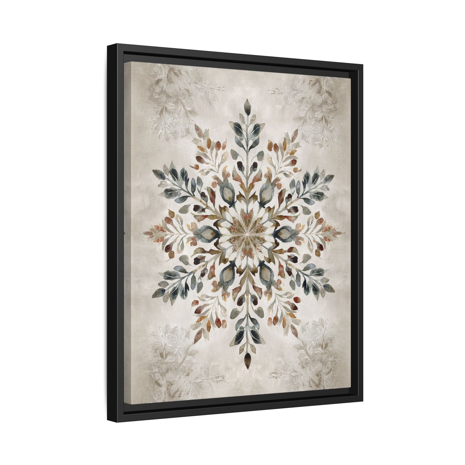 Framed Canvas - Nordic Botanical Snowflake