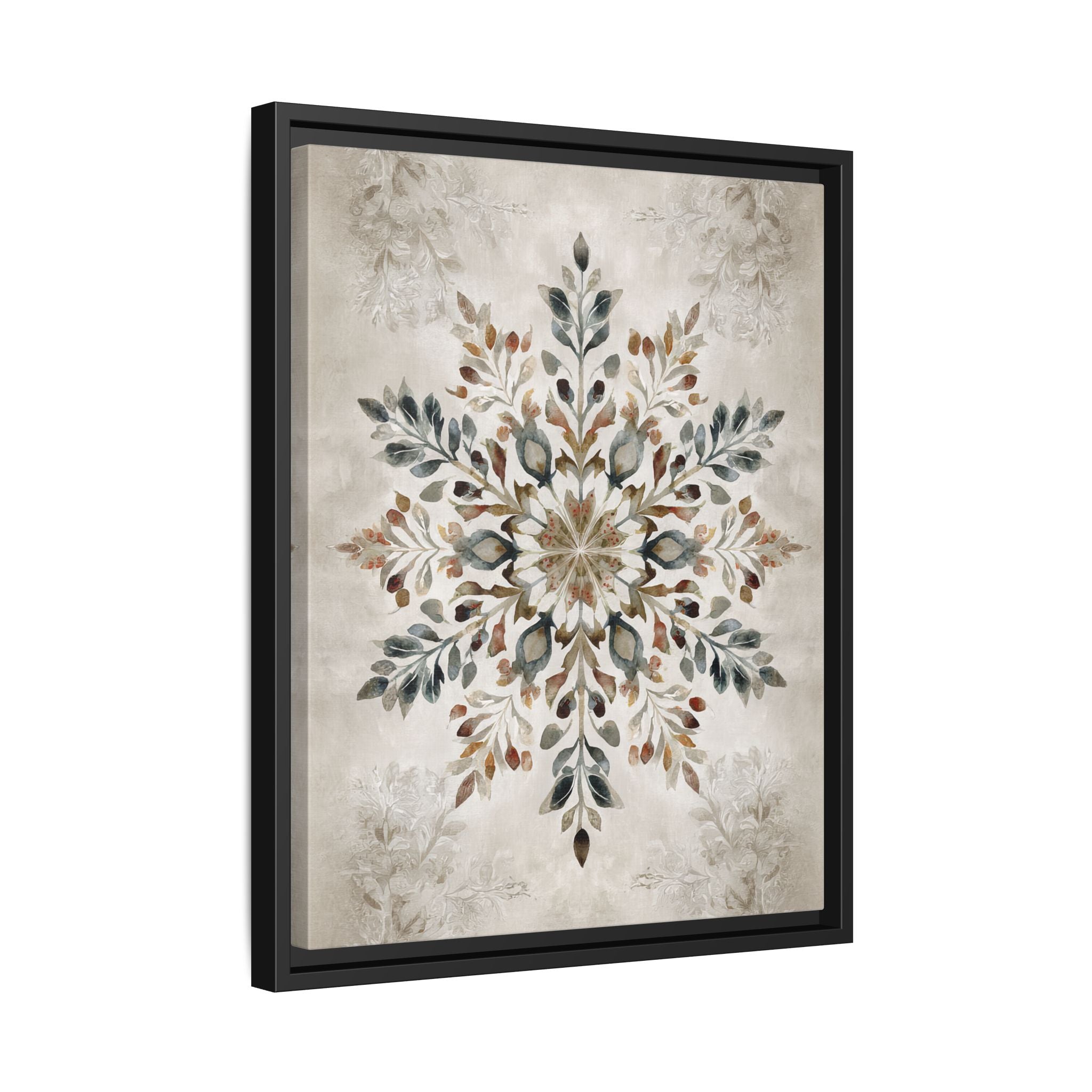 Framed Canvas - Nordic Botanical Snowflake