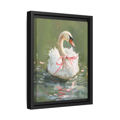 Framed Canvas - Ballet Swan in Pink Bow