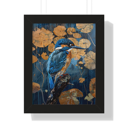 Framed Paper Print - Golden Leaves Kingfisher