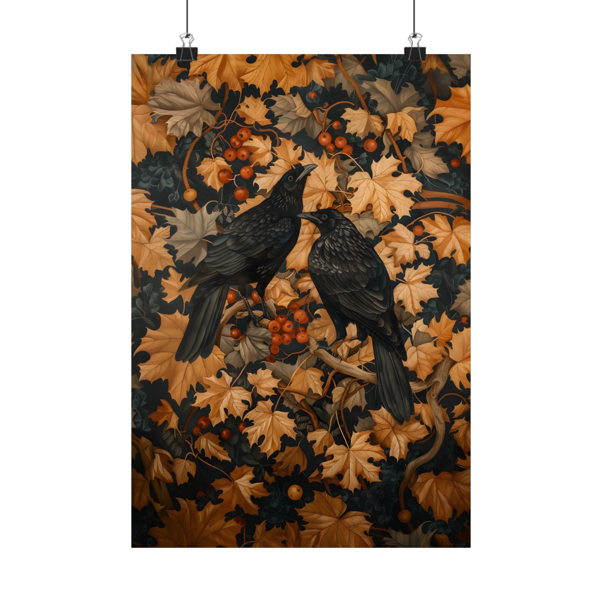 Autumn Rooks in Golden Leaves