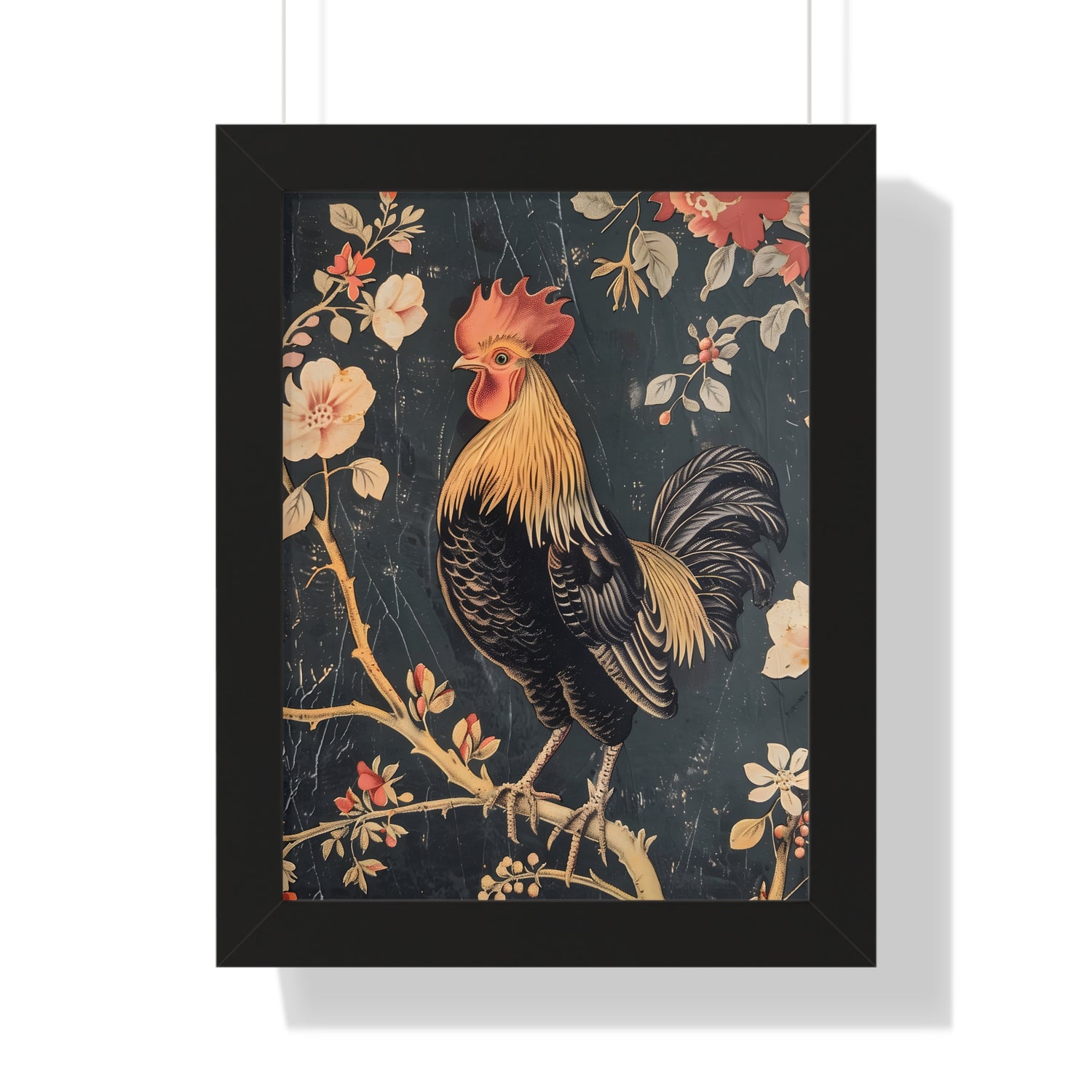 Framed Paper Print - Blooming Rooster Glory