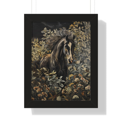 Framed Paper Print - Equine Elegance in Twilight Bloom