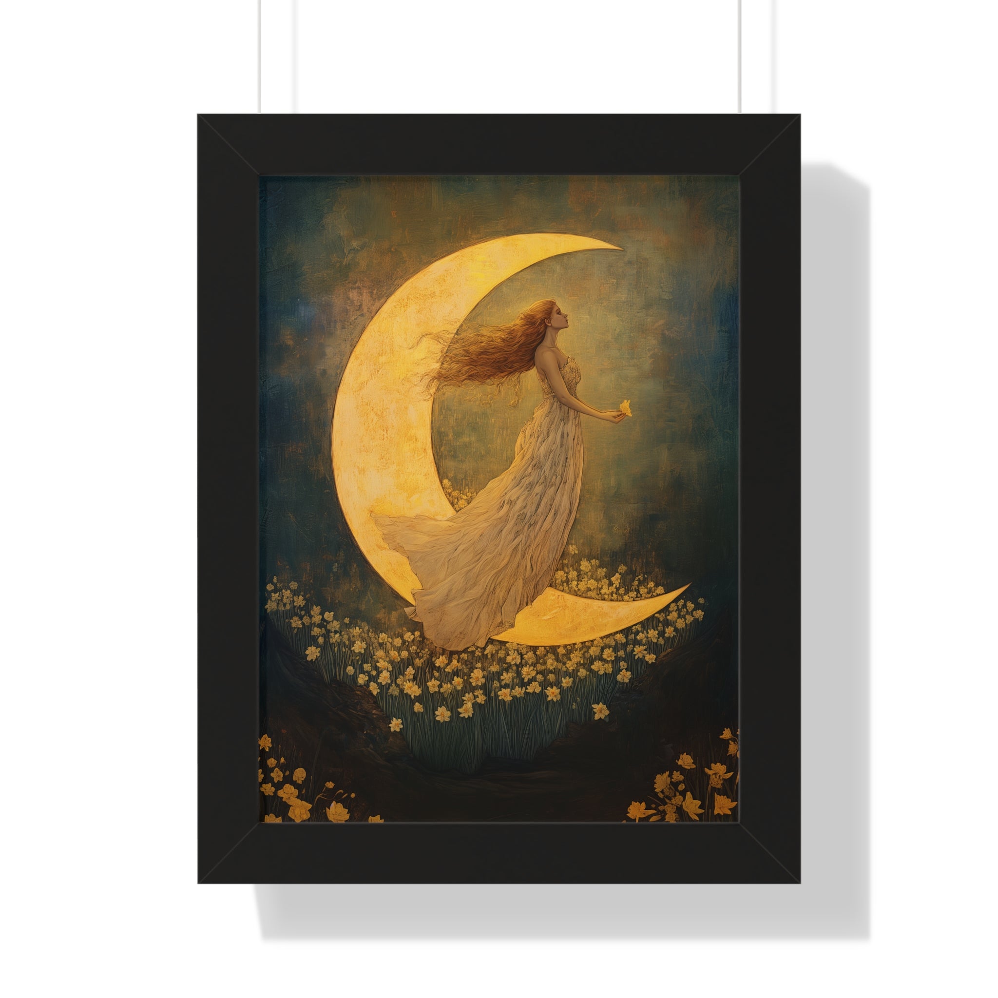 Framed Paper Print - Moonlit Dreamer with Daffodils