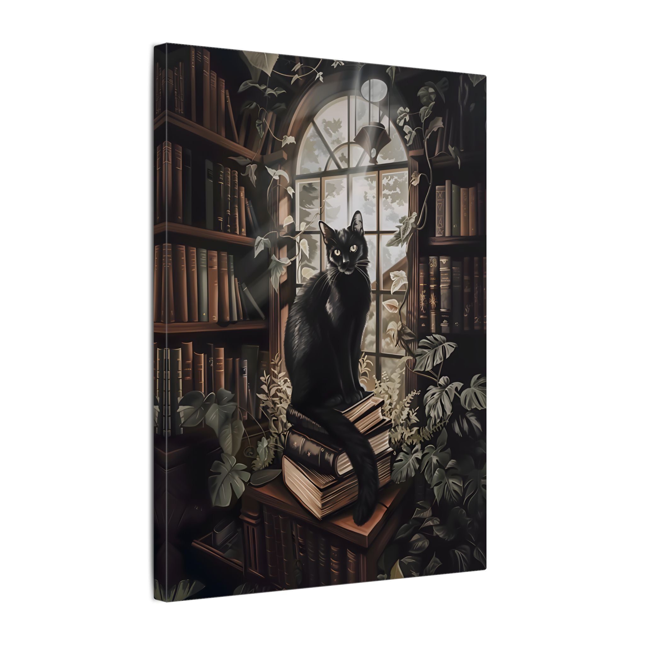 .75" Matte Canvas - Book Hoarder Feline Gaze