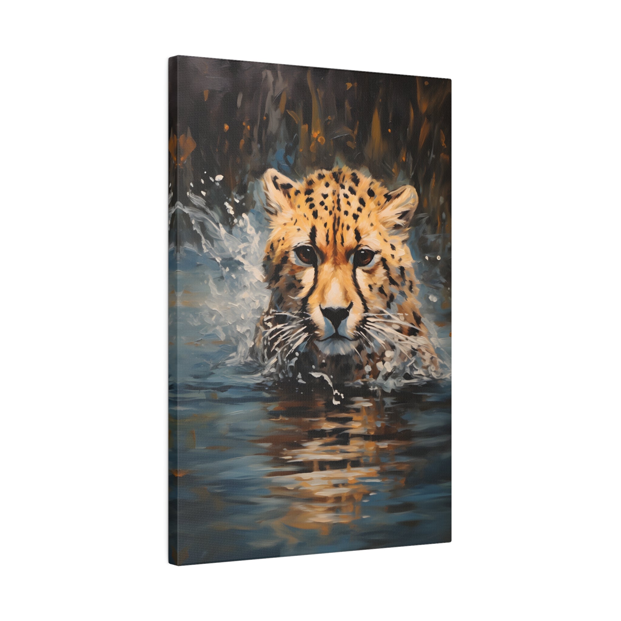 .75&quot; Matte Canvas - Aqua Sprinting Cheetah