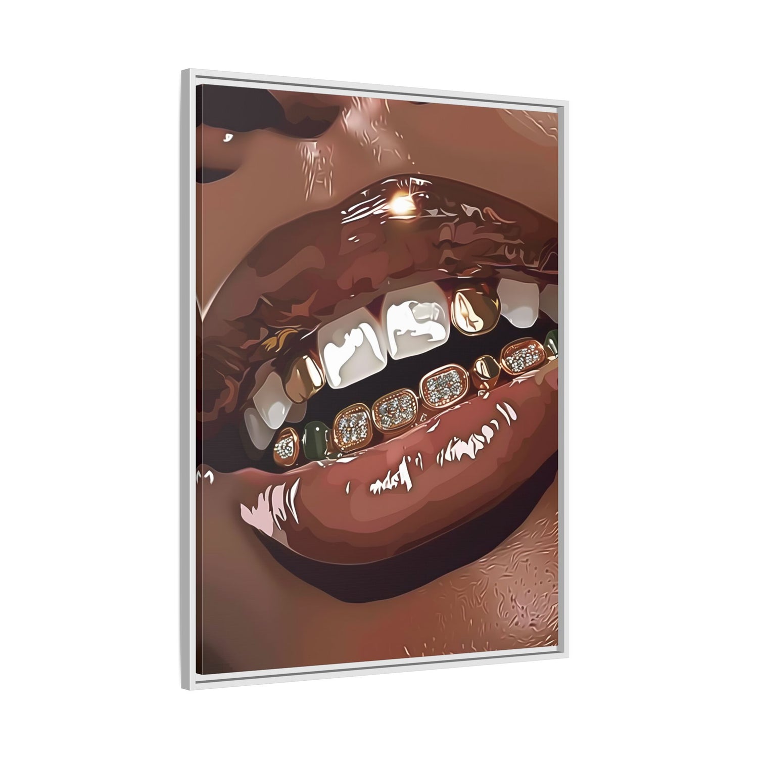 Framed Canvas - Golden Grill Smile
