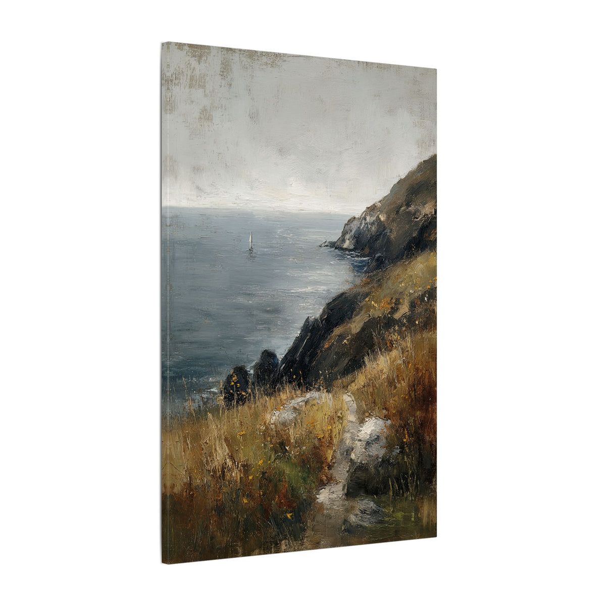 .75" Matte Canvas - Cliffside Sailboat Seascape