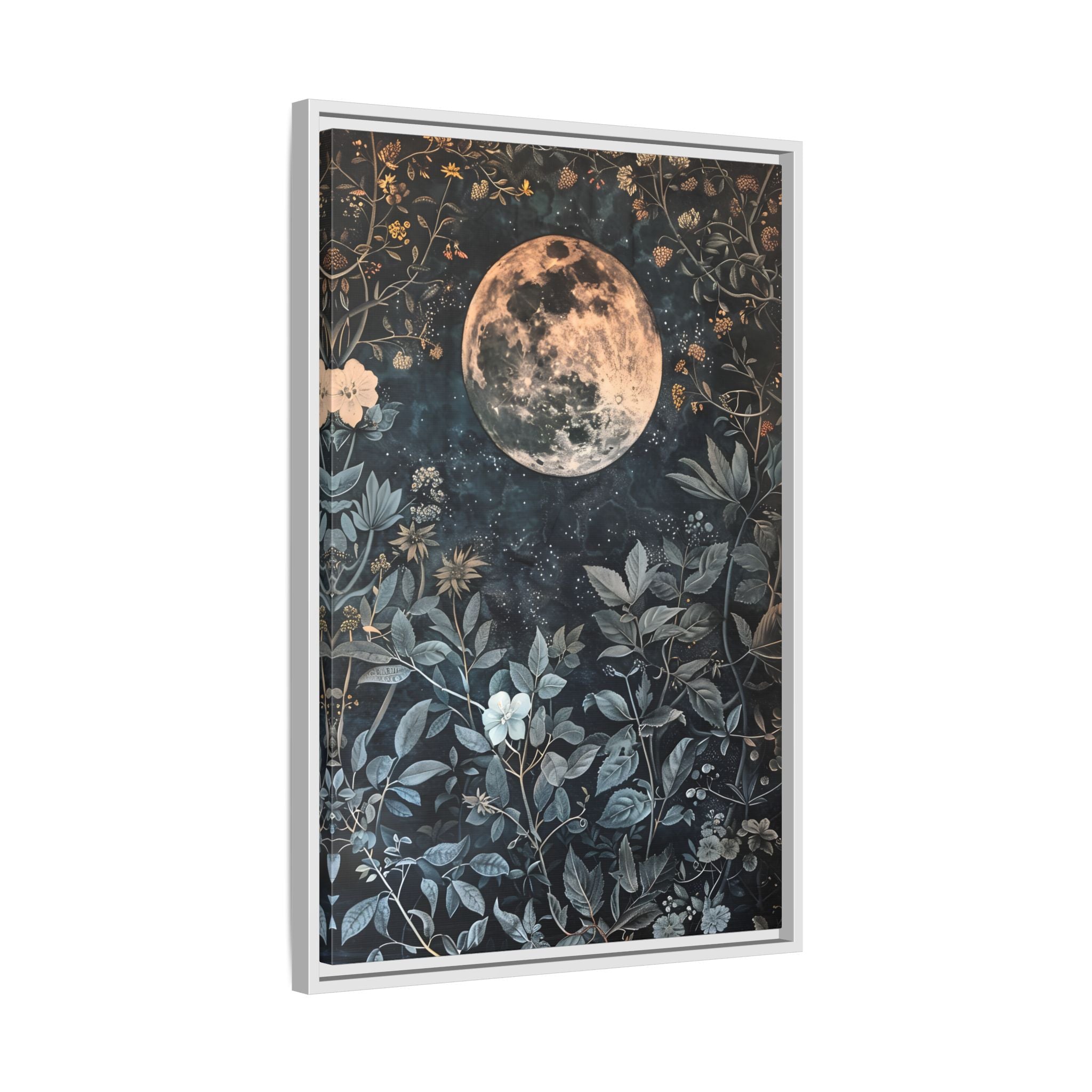 Framed Canvas - Midnight Moonlit Garden