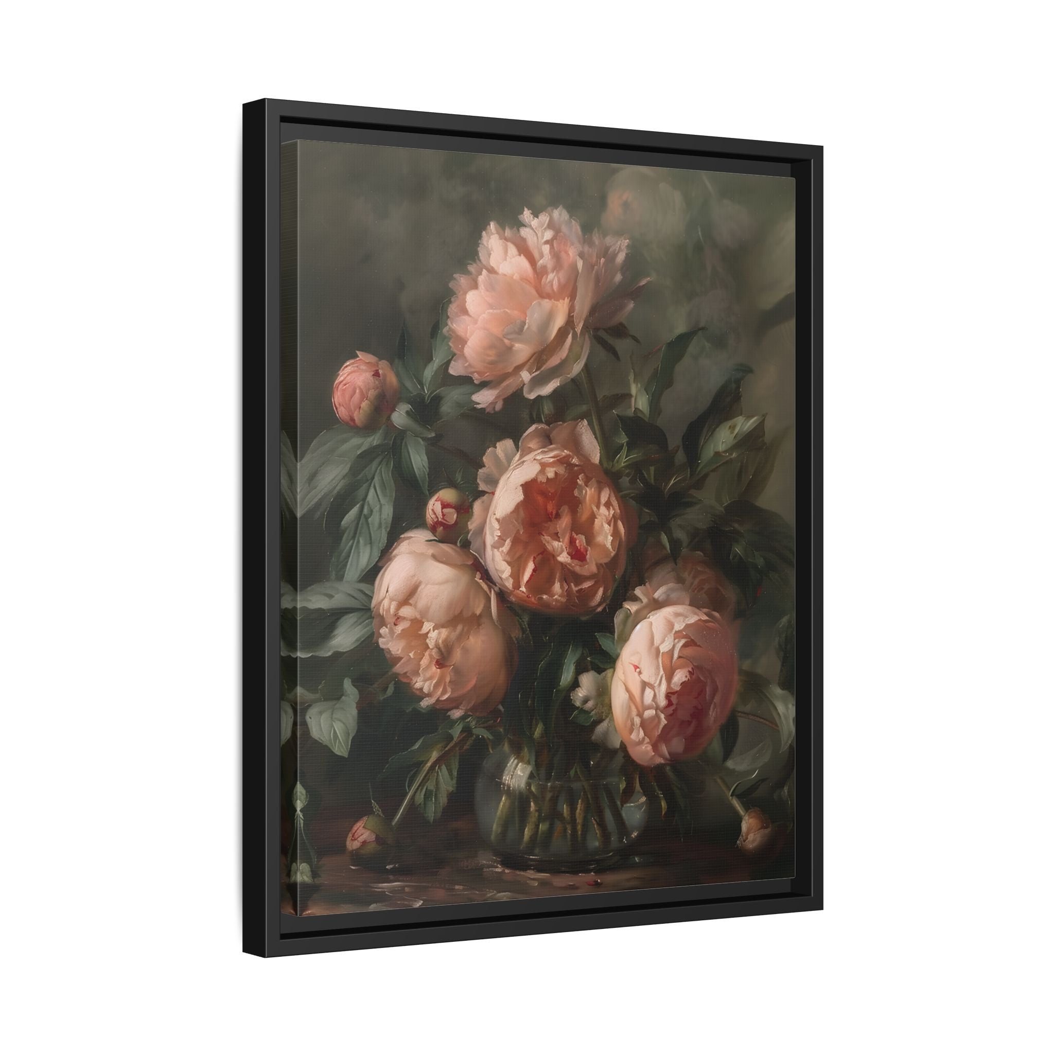 Framed Canvas - Vintage Blush Peony Bouquet