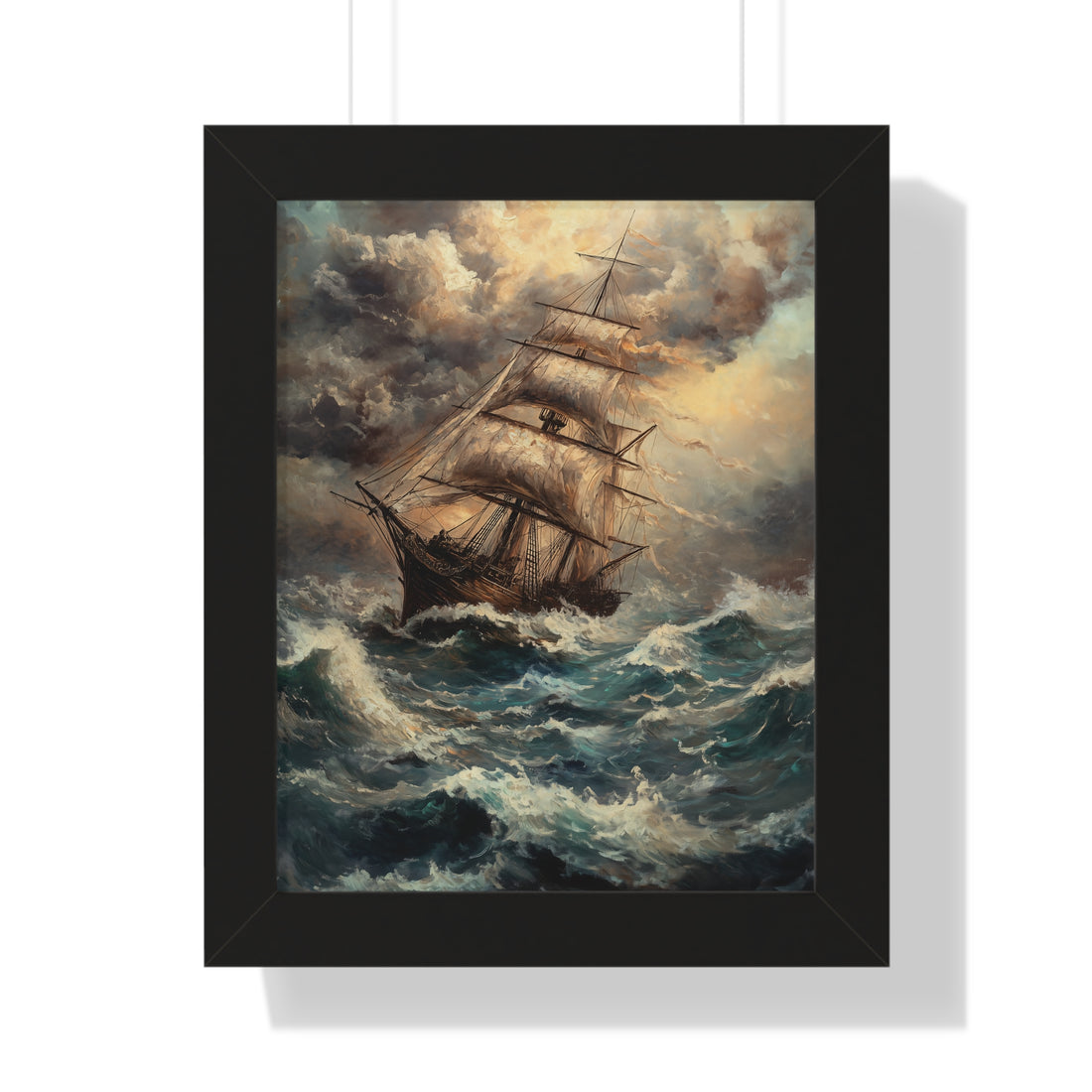 Framed Paper Print - Stormy Voyage Sailing Ship