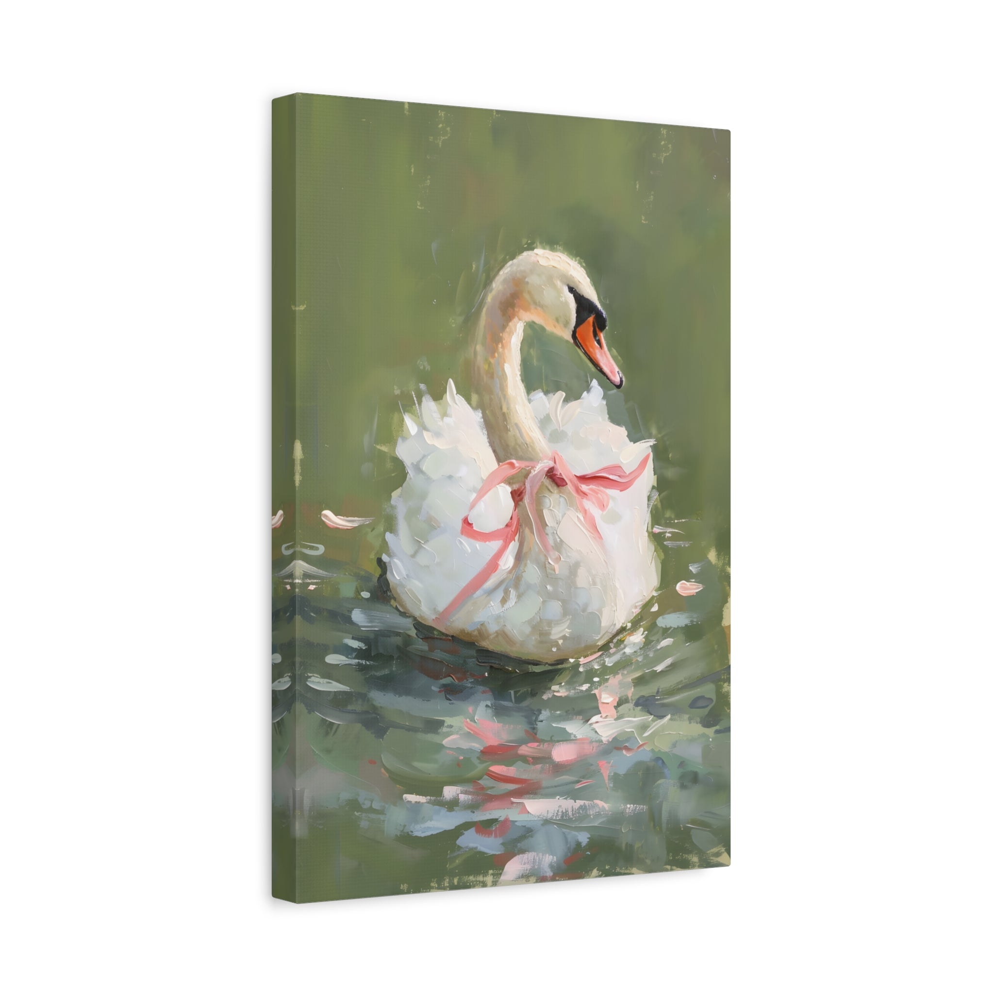 1.25" Matte Canvas - Ballet Swan in Pink Bow