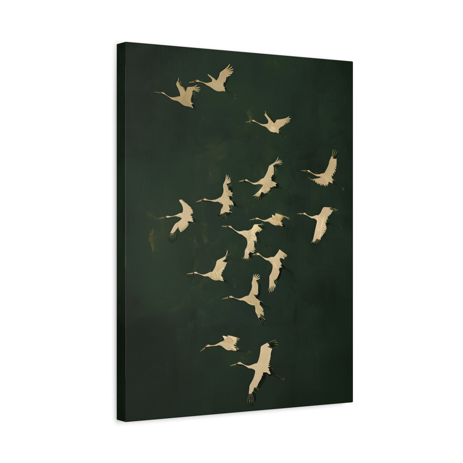 1.25" Matte Canvas - Emerald Sky Japanese Cranes