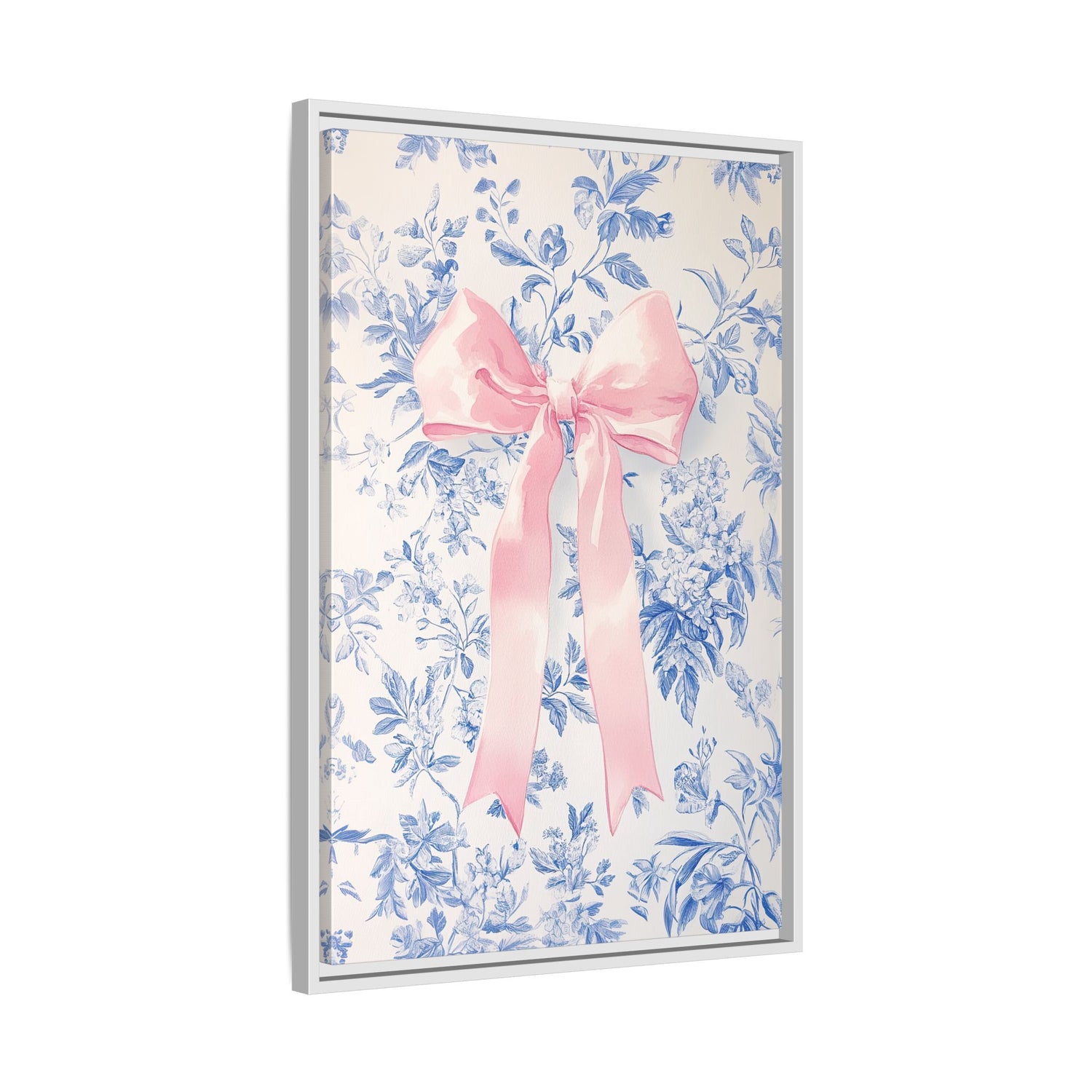Framed Canvas - Pink Bow Floralscape