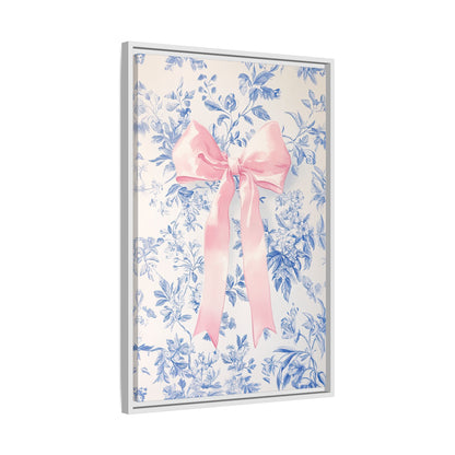 Framed Canvas - Pink Bow Floralscape