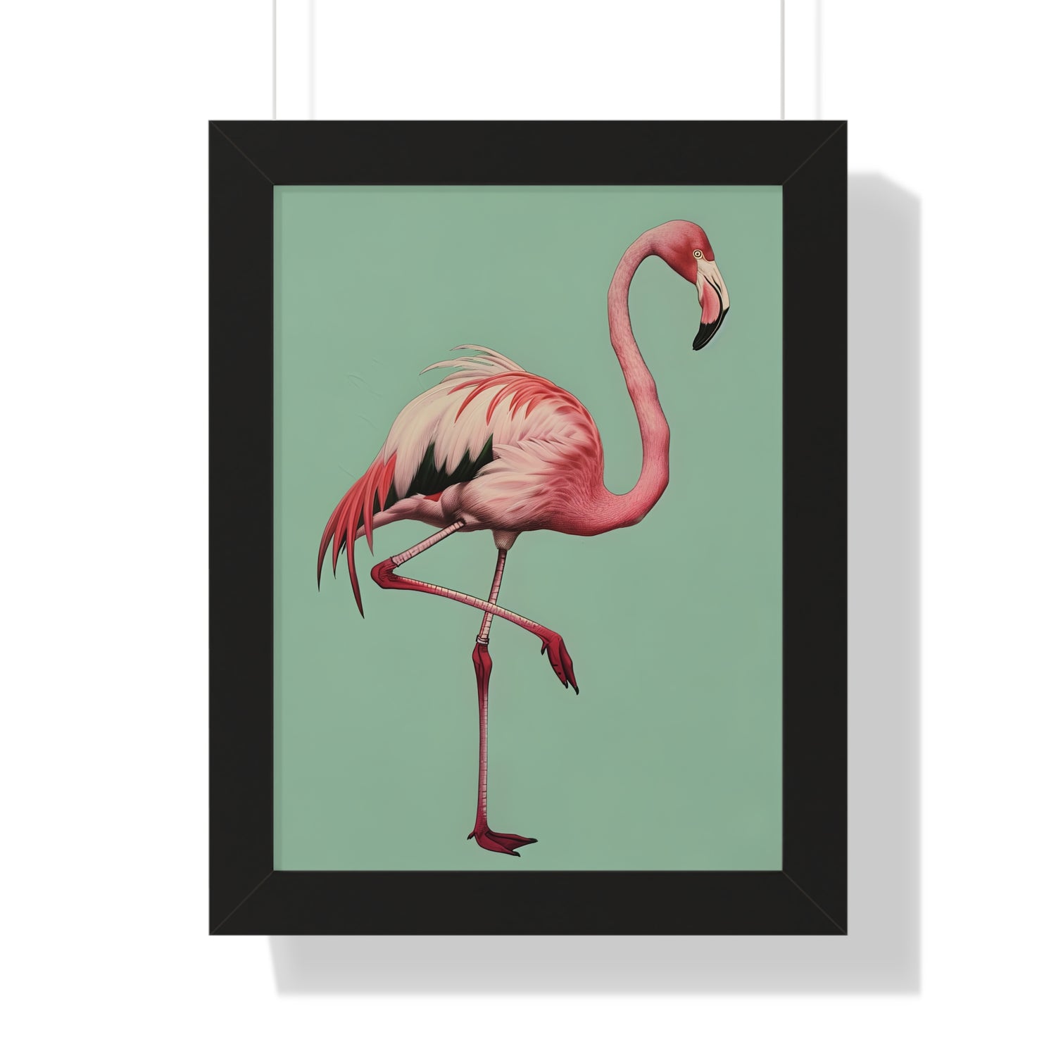 Framed Paper Print - Pink Flamingo Tropical