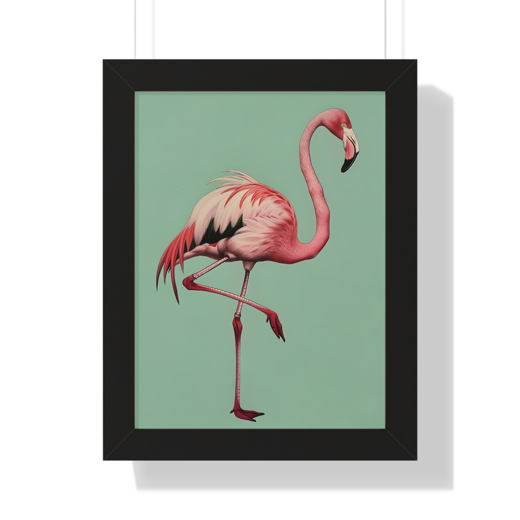 Framed Paper Print - Pink Flamingo Tropical