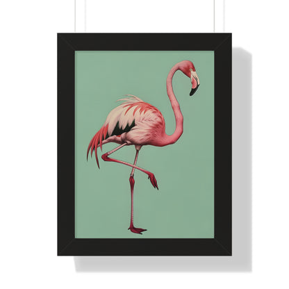 Framed Paper Print - Pink Flamingo Tropical