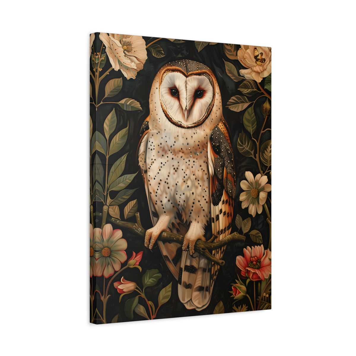 1.25" Matte Canvas - Nocturnal Bloom Owl