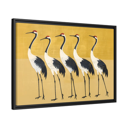 Framed Canvas - Golden Parade of Cranes