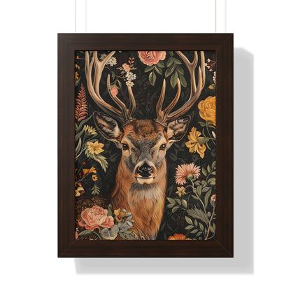 Framed Paper Print - Floral Deer Majesty