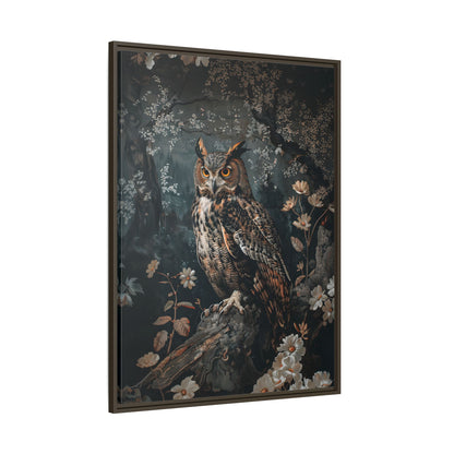 Framed Canvas - Midnight Watchful Owl
