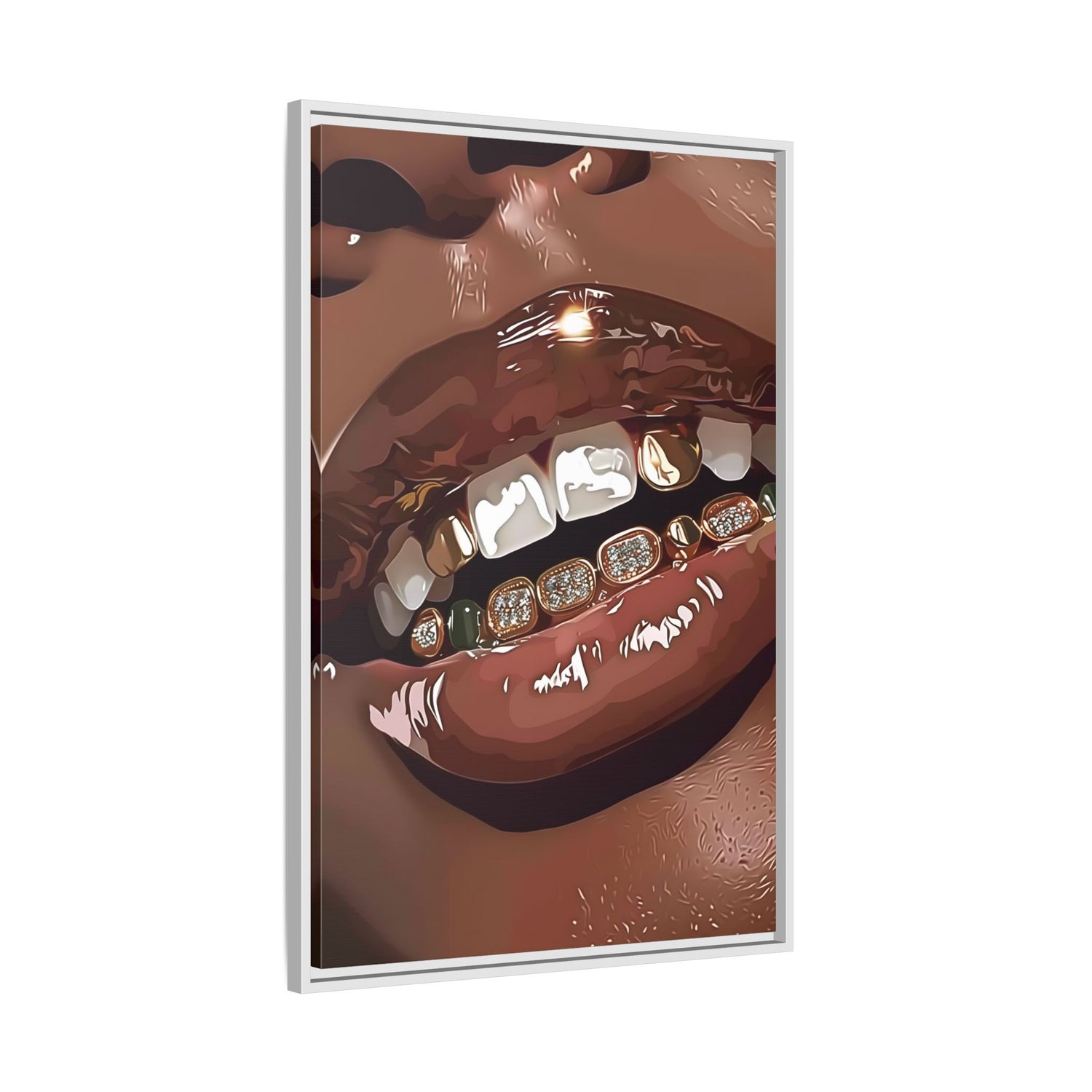 Framed Canvas - Golden Grill Smile