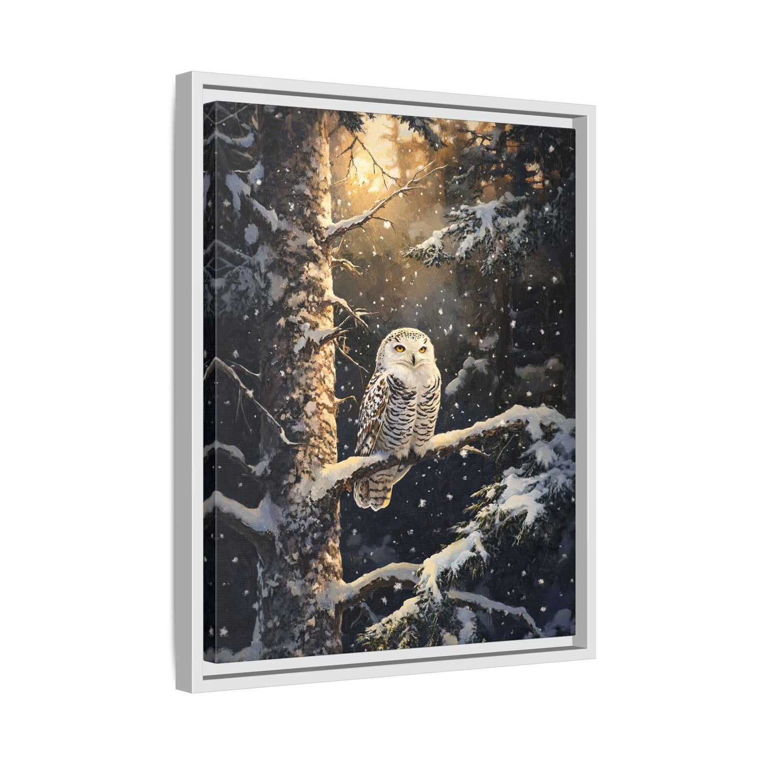 Framed Canvas - Silent Gaze Snow Owl