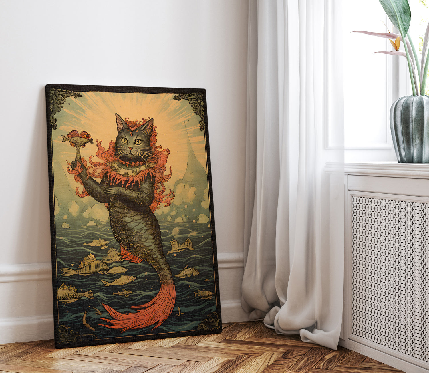 .75&quot; Matte Canvas - Fiery Feline of the Sea