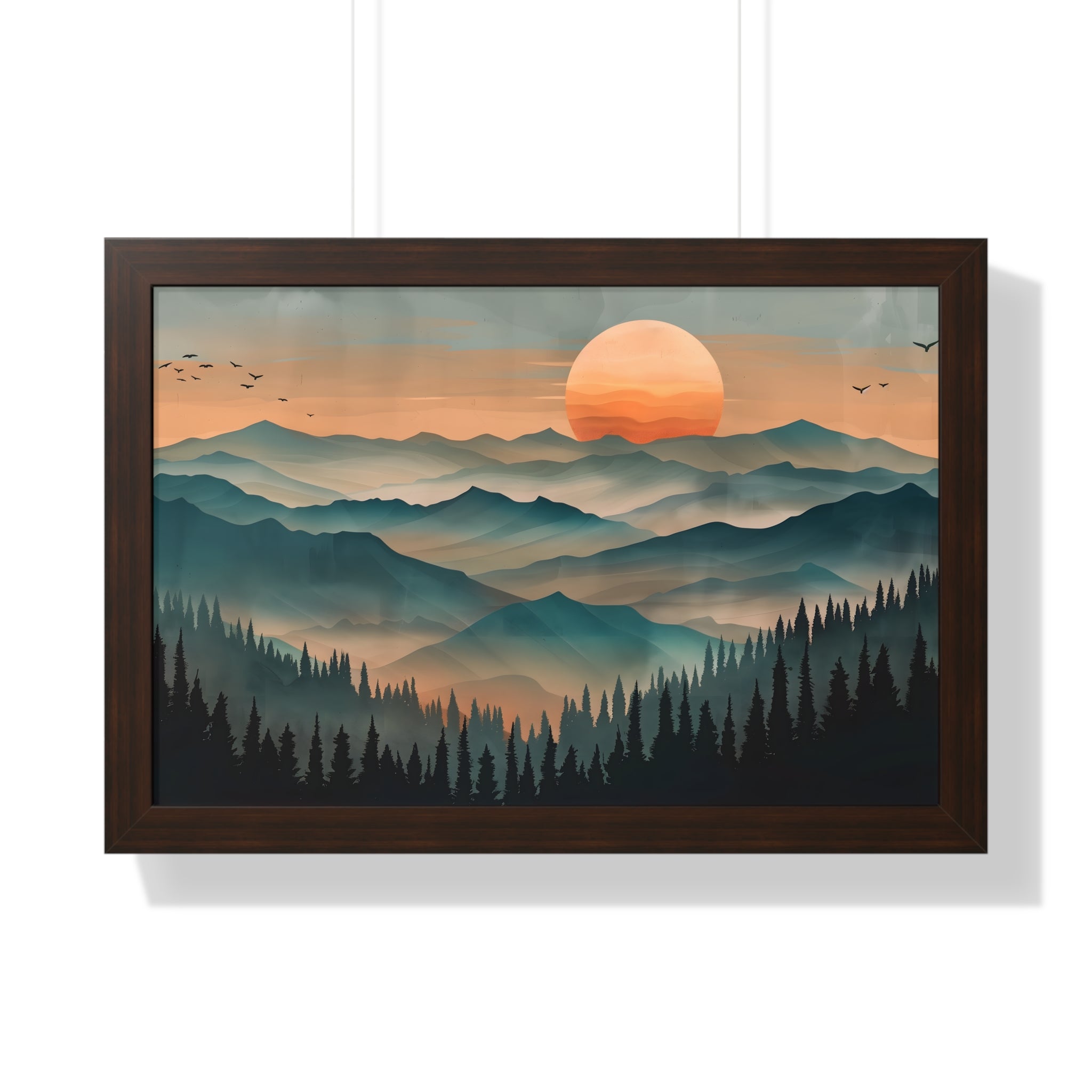 Framed Paper Print - Sunset Serenity Mountain Range