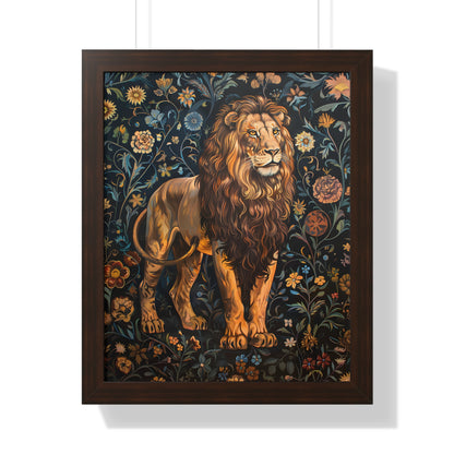 Framed Paper Print - Majestic Floral Lion