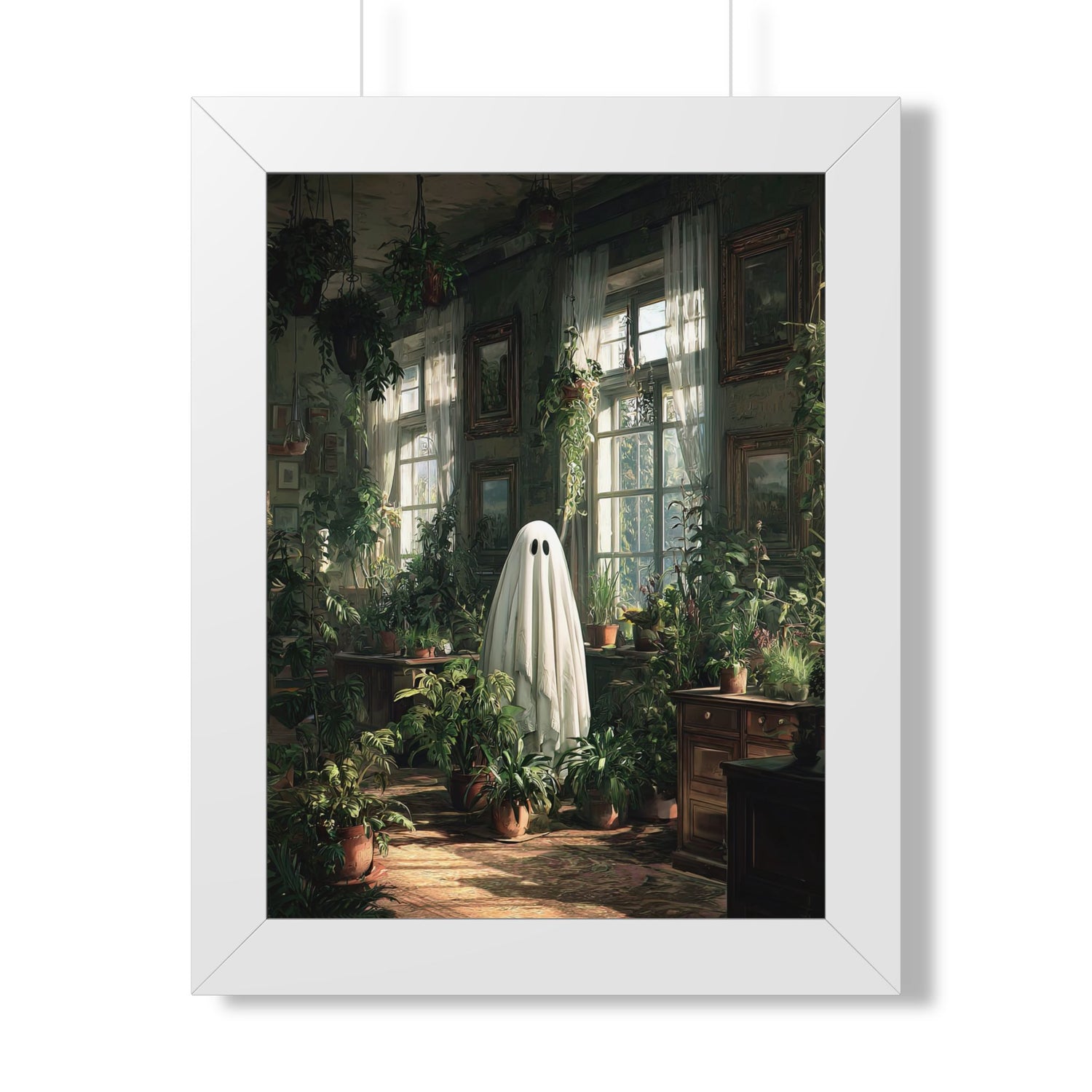 Framed Paper Print - Ghost Among Houseplants