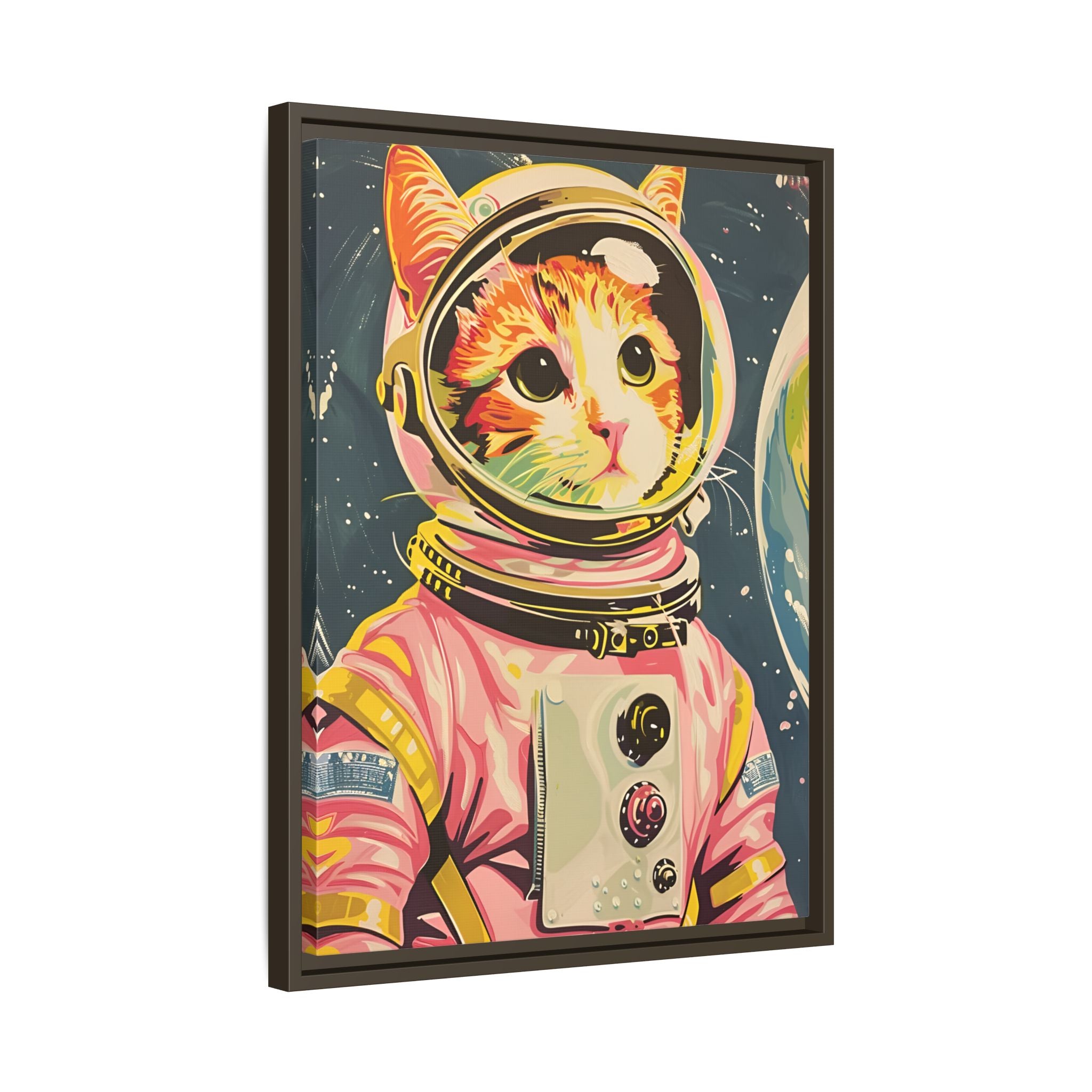 Framed Canvas - Catstronaut Pink Mission