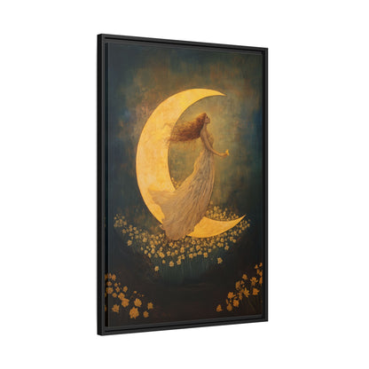 Framed Canvas - Moonlit Dreamer with Daffodils