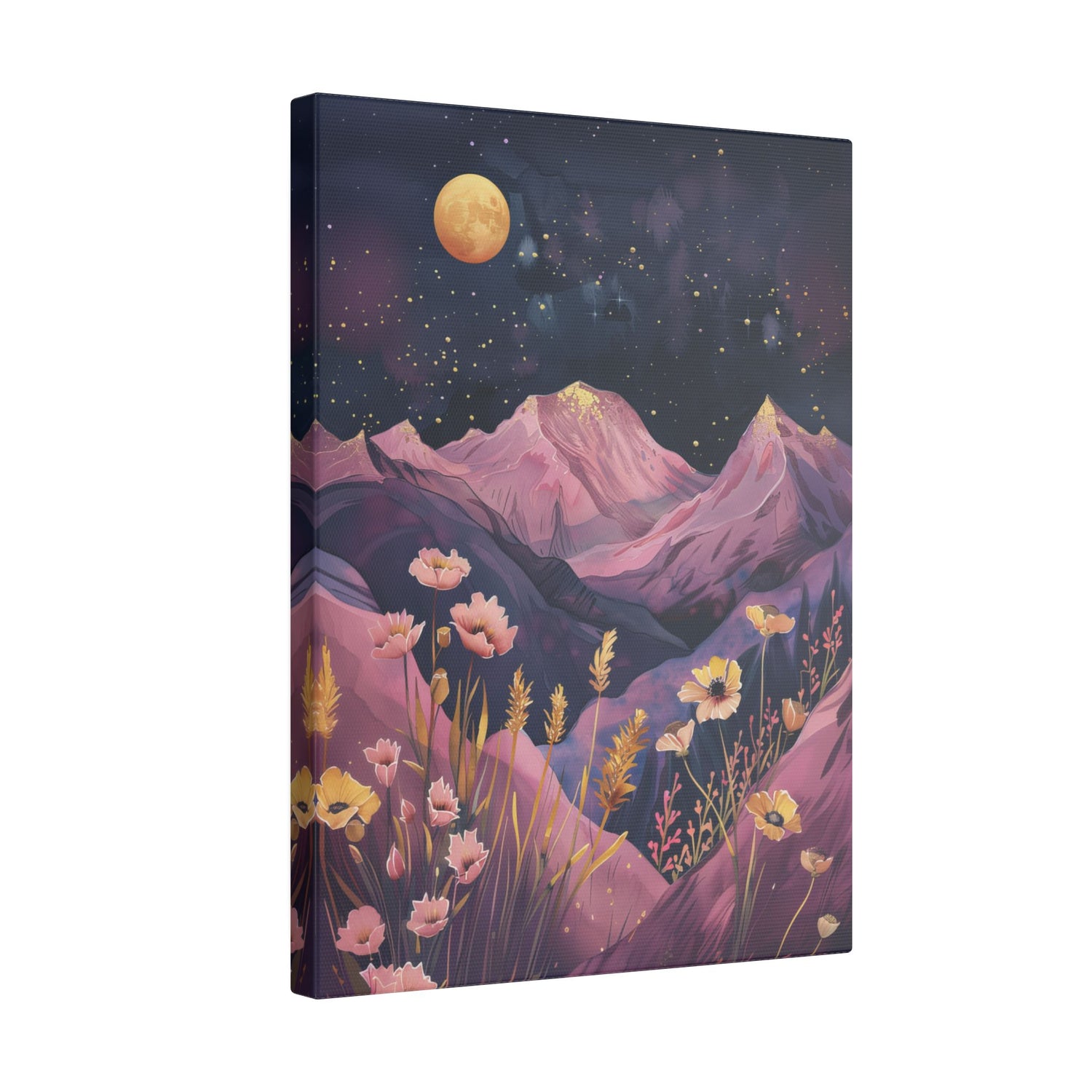 .75" Matte Canvas - Golden Moon Over Lavender Peaks