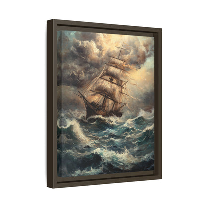 Framed Canvas - Stormy Voyage Sailing Ship