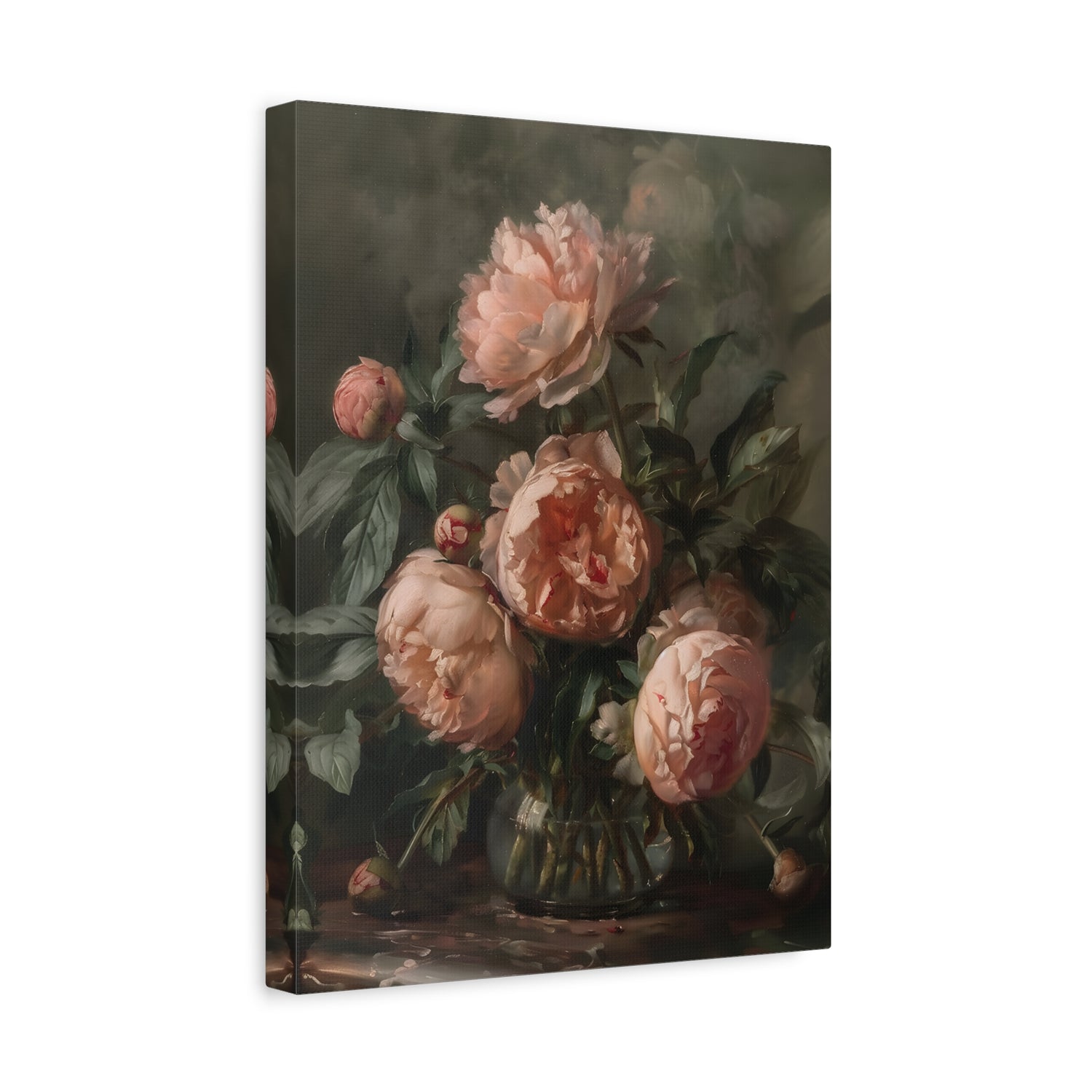 1.25" Matte Canvas - Vintage Blush Peony Bouquet