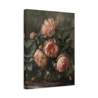 1.25" Matte Canvas - Vintage Blush Peony Bouquet